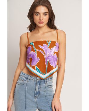 TRUEDAMES Summer Iris Scarf Top - Blue