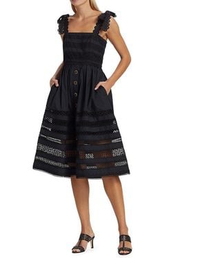 Cara Cara Nidhi Embroidered Square Neck Sleeveless Midi Dress - Black
