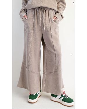 Easel Textured Thermal Washed Pants - Brown