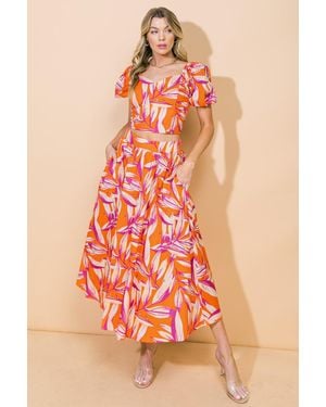 TRUEDAMES A World Of Good Woven Crop Top - Orange