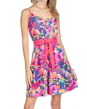 J joy Spagetti Strape Flounce Hem Dress - Pink