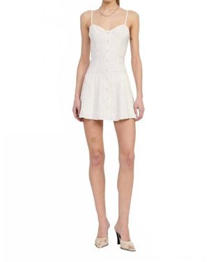 emory park Spaghetti Strap Pleated Mini Dress - White