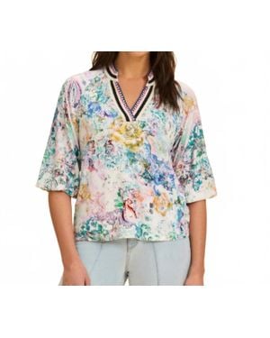 Fdj Split Neck Top - Blue