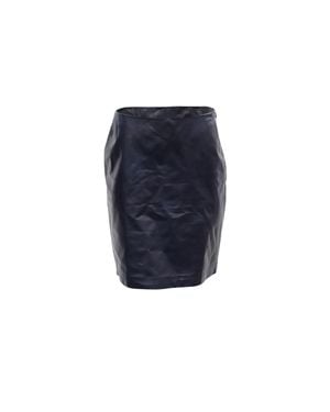Theory Leather Knee-Length Pencil Skirt - Blue