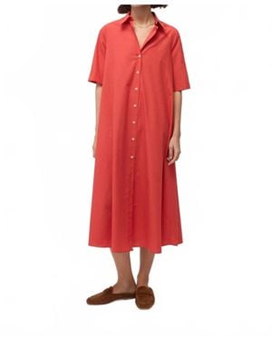 Ottod'Ame Poplin Midi Shirt Dress - Red