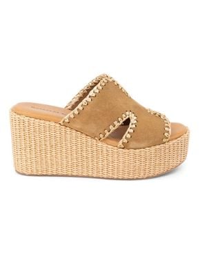 Chocolat Blu Jaxx Suede Wedge Slides - Metallic