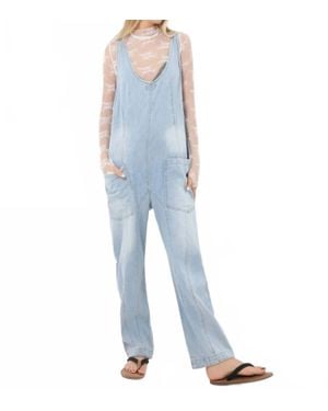 Sweetkama Denim Adjustable Shoulder High Roller Jumpsuit - Blue