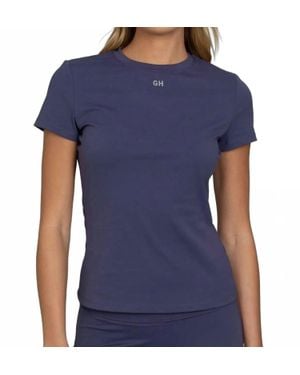 Gold Hinge Essential Full Length Short Sleeve Top - Blue