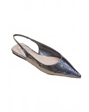 Let'S See Style Blanche Pointed Toe Slingback Flats - Metallic