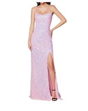 Primavera Strap Back Sequin Fitted Gown - Purple