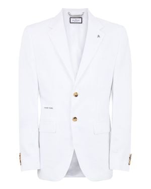 Philipp Plein Linen Blazer Gigolo Fit - White