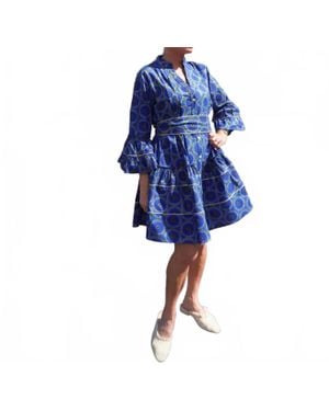 PEP'S CANNES Pompadour Boubou Mini Dress - Blue