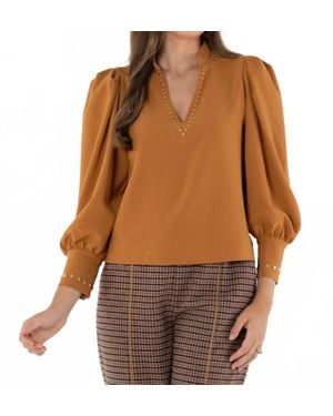 Emily Mccarthy Hampton V-Neck Top - Brown