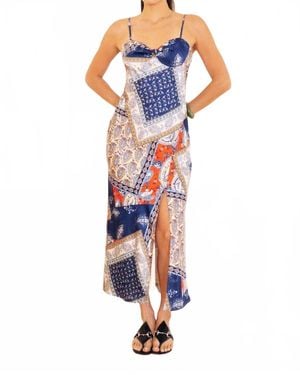 Bailey Rose Paisley Patchwork Midi Dress - Blue
