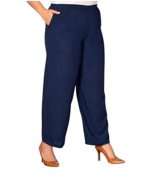 On The Plus Side Essential Wide Leg Rayon Pants - Blue