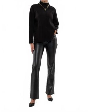 Blu Pepper Solid Mock Neck Seam Front Knit Sweater - Black