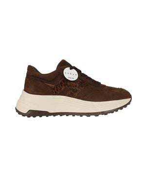 Hogan Suede Leopard-Print Pony Skin Hi-Fi Sneakers - Brown
