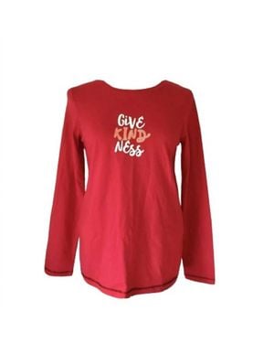 Hue Printed Long Sleeve Pajama Top Only 1-Piece - Red