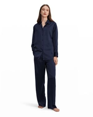 LILYSILK Viola Oversized Silk Pajama For - Blue