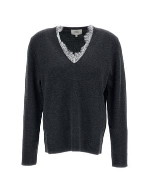 Loulou de Saison Leyla Cashmere Lace-Trim Sweater - Blue