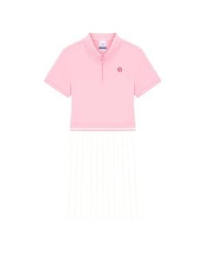 Sergio Tacchini Jersey Mix Pleats Collared Dress - Pink