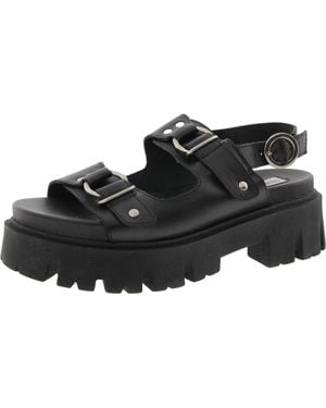 Steve Madden Garrick Adjustable Leather Platform Sandals - Black