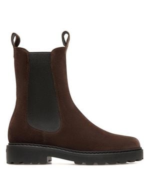 Bally Elastic Side Panel Suede Ankle Boots - Brown