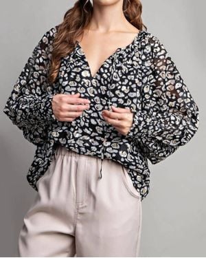 Eesome Animal Print Blouse - Gray