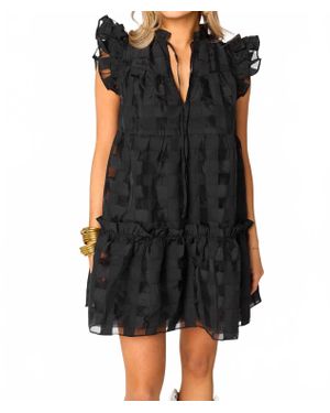 BuddyLove Aubrey Ruffle Shoulder Short Dress - Black