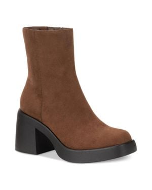 Sun & Stone Tiannaa Boots Faux Suede Ankle Bootie Hawk2647 - Brown