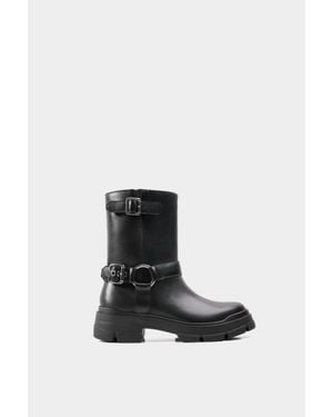 Dante Shoes Leather Combat Boots - Black