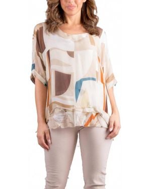 Gigi Moda Carmelina Graphic Silk Kaftan - White