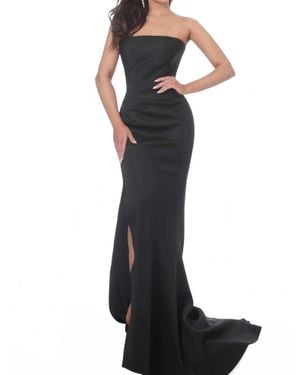 Jovani Strapless Straight Neckline Slit Mermaid Gown - Black
