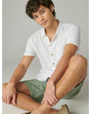 Lucky Brand Linen Short Sleeve Button Up Shirt - Gray