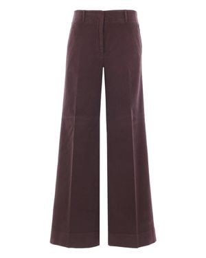 Incotex Burgundy High-Waisted Wide-Leg Cropped Pants - Purple