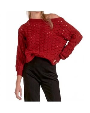 Elan Off The Shoulder Long Sleeve Sweater - Red