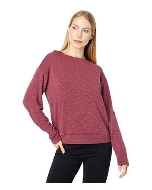 Mod-o-doc Sweater Garnet Soft Slubby Knit Long Sleeve Pullover Erk1070 - Red
