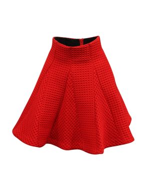 Maje Jamila Waffle Knit Pleated Skirt - Red