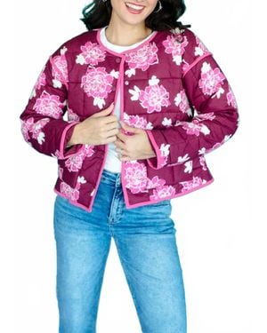 MIA Floral Quilted Jacket - Blue