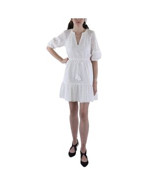 Vince Camuto Embroidered Cotton Mini Dress - White