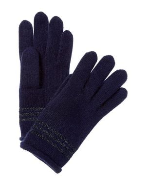 Portolano Lurex Stripes Cashmere Gloves - Blue