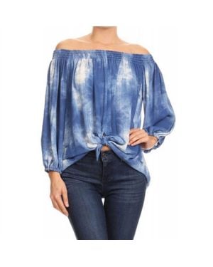Ariella Tie Front Tunic Top - Blue