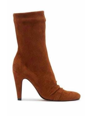 SCHUTZ SHOES Suede Leather Mid Calf Pull On Boots - Brown