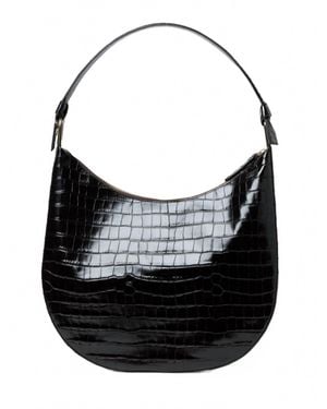 Loeffler Randall Morgan Crocodile-Embossed Hobo Bag - Black