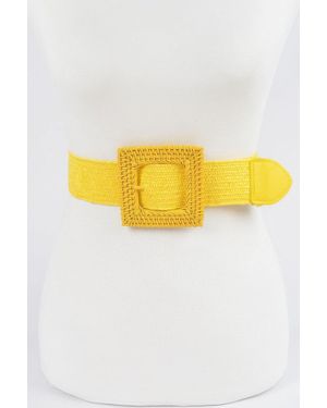 Fashnzfab Square Straw Buckle Belt - Yellow