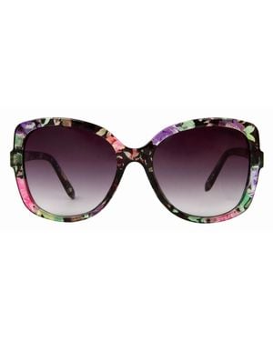 Suzy Levian Floral Oversize Lens Sunglasses - Purple