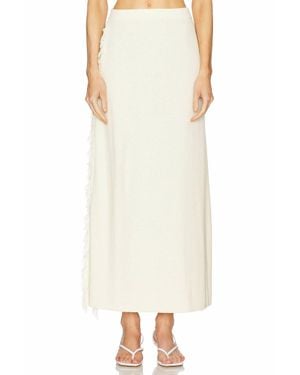 Clea Canton Fringe Knit Skirt - White