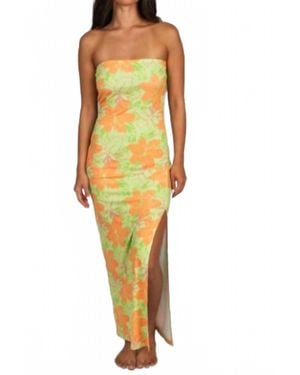 Rusty Hibiscus Maxi Dress - Yellow