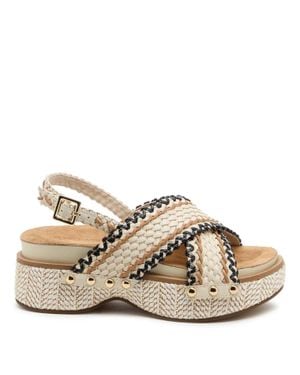 Kelsi Dagger Brooklyn Pace Platform Raffia Sandals - Natural