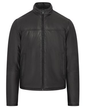 Infinity Leather Hooded Reversible Bomber Leather Jacket - Black